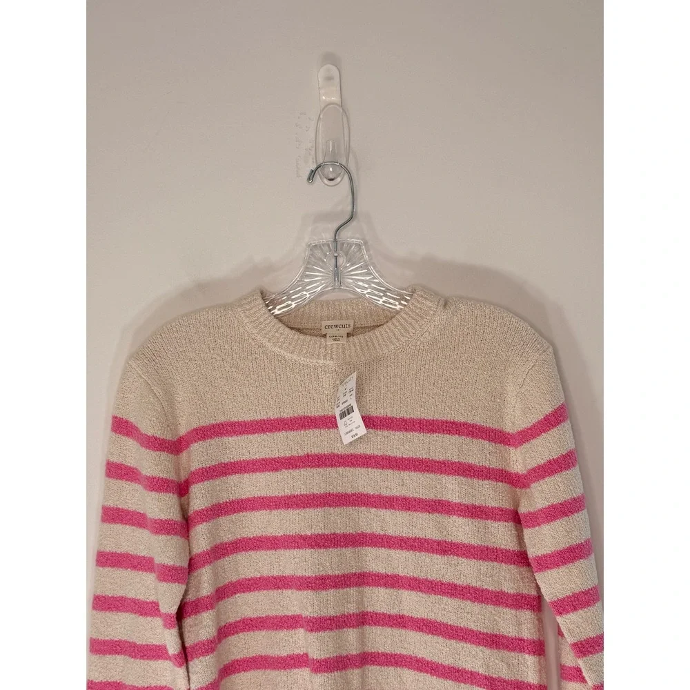 J.Crew Crewcuts Girls' Striped Sweater Pink Cream Long Sleeve Crewneck Large